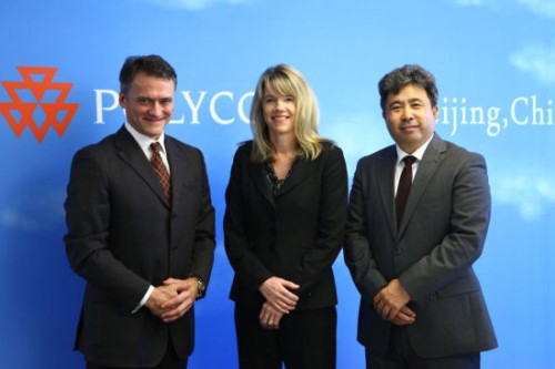 Polycom��̫�^(q��)�����ձȺ����������ޅ^(q��)����Hansjoerg Wagner (��һ)��Polycomȫ���N�ۈ�(zh��)�и�����Tracey Newell(����)��Polycom�Ї�(gu��)�^(q��)����(j��ng)�����(��һ)